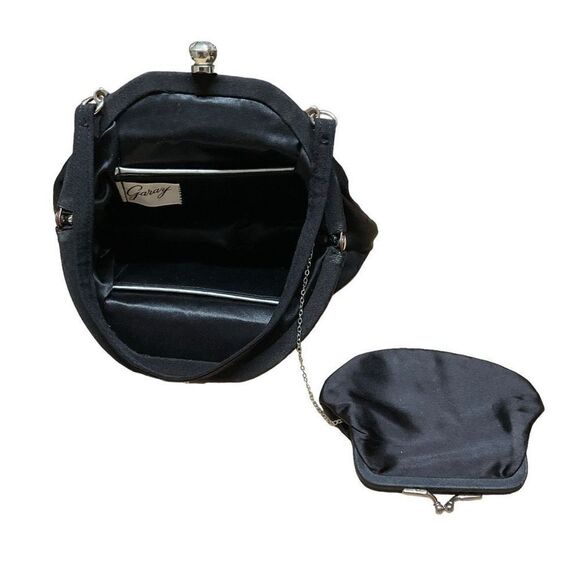 Garay Purse Clutch Inner Attached Coin Purse Black Wrist Hand Strap Snap Closure - Picture 6 of 12